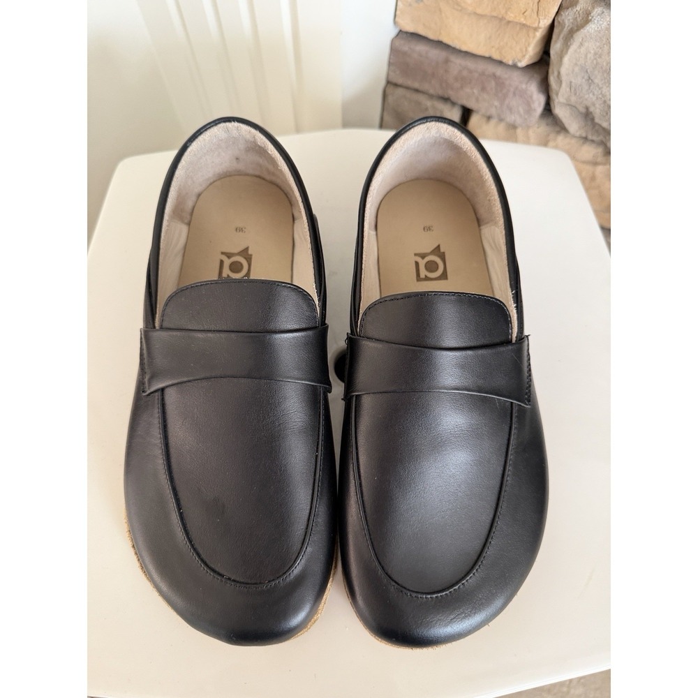 Leather Barefoot Loafers By Anya Women's US 8 / EU 39 Black Minimalist $135 Reg